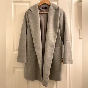 Light Grey coat, made in Korea. Cute blue hidden collar.